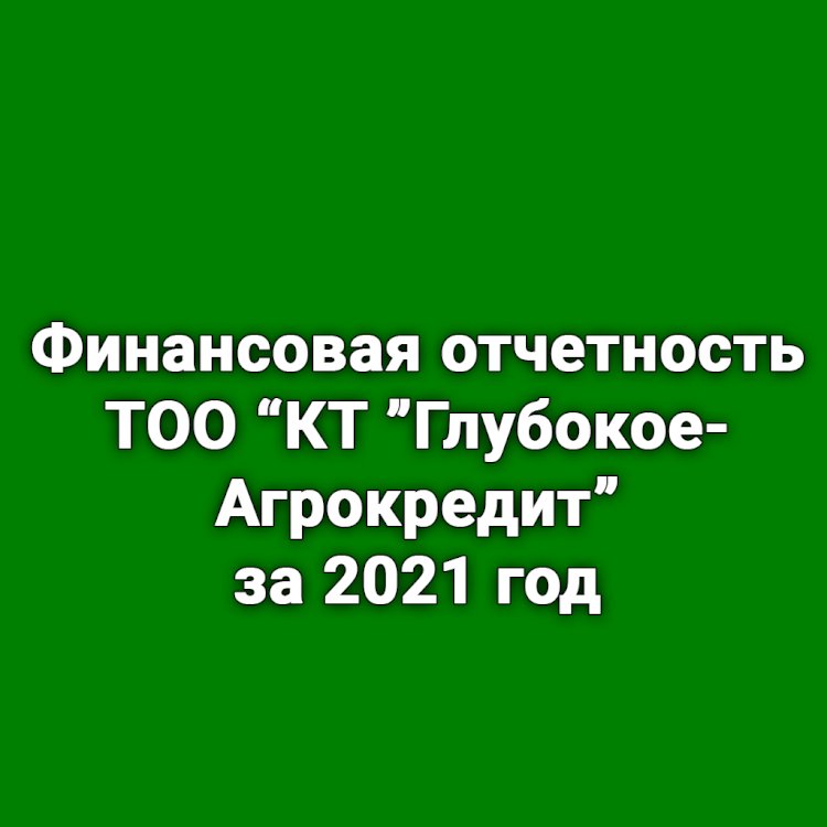 Финансовая отчетность ТОО «КТ «Глубокое-Агрокредит» за 2021 год 